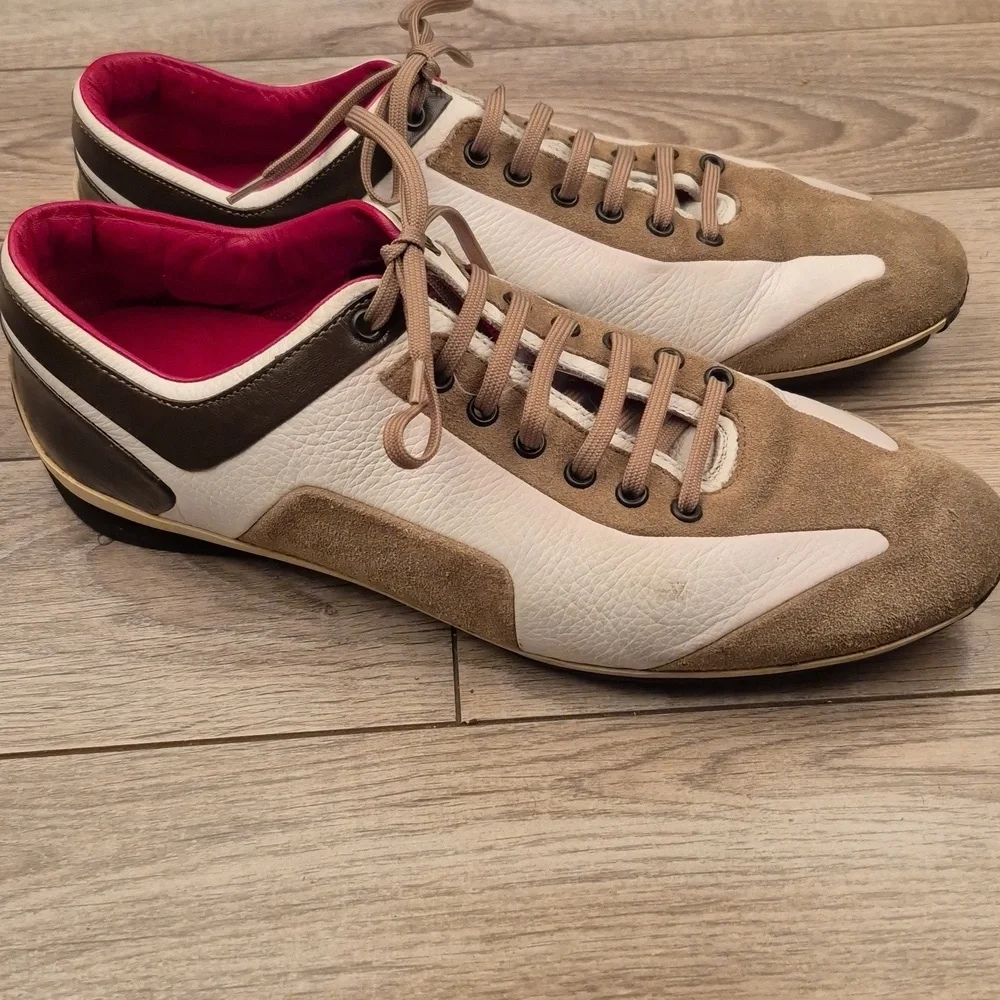 ERMENEGILDO ZEGNA Sport Italy Brown White Leather Mens Sz 10‎ Sneakers Shoes